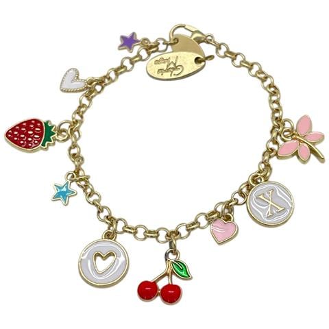 Bracciale Con Ciondoli Multicolori In Ottone Dorato - Foto 1