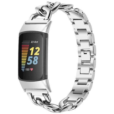Cinturino Compatibile Con Fitbit Charge 5 In Acciaio Inossidabile Silver - Foto 1