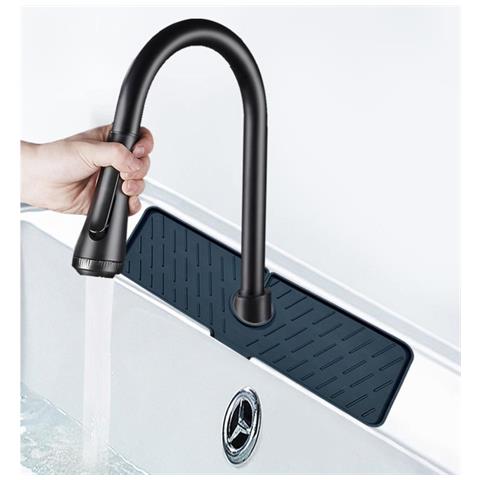 Tappetino Scolapiatti Multifunzionale Pieghevole In Silicone Per Rubinetto Grande Darkgrey - Foto 2