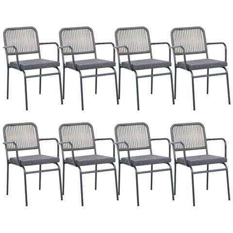 Set Di 8 Sedie Da Giardino Con Cuscini Taceno Metallo Grigio - Foto 2