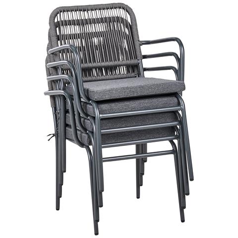 Set Di 8 Sedie Da Giardino Con Cuscini Taceno Metallo Grigio - Foto 7