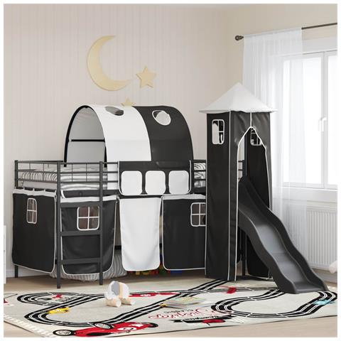 Struttura del letto loft per bambini Nero 99,5 x 200 cm Metallo - Foto 2