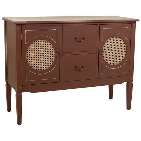 Credenza In Legno Marrone E Rattan 106x40x78h - Foto 1
