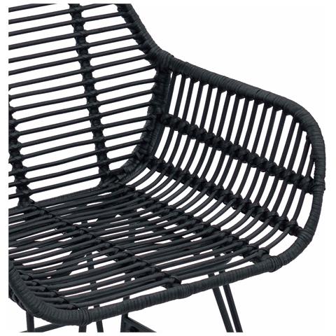 Sedia da pranzo 2 pcs Nero 55 x 50 x 74 cm Rattan e Ferro - Foto 9