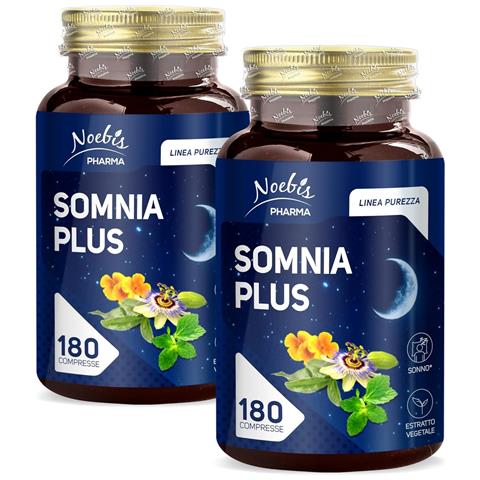 Somnia Plus 180 Compresse - Melatonina, Passiflora, Melissa, Escolzia e Vitamina B6 - Addormentamento, Rilassamento e Qualità del Riposo (Confezione doppia) - Foto 1