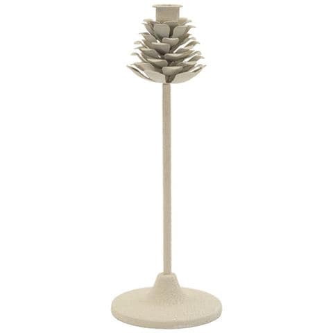Portacandele Dune Pigna Alto In Ferro Crema A Forma Di Pigna — Ø 11,5 X H 33,5 Cm - Foto 1