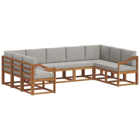 Set di divani da esterno 9 pcs Grigio Naturale e Chiaro - Foto 1