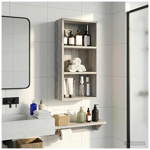 Armadio da bagno a muro Sonoma grigia 30 x 16 x 62,5 cm - Foto 2