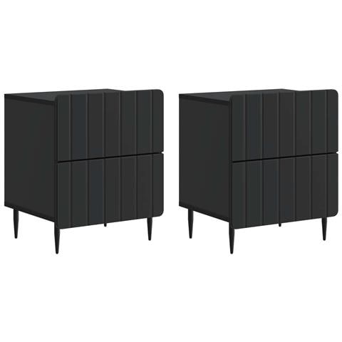 Armadio da Notte con cassetto 2 pcs Nero 43 x 34,5 x 49,5 cm - Foto 1