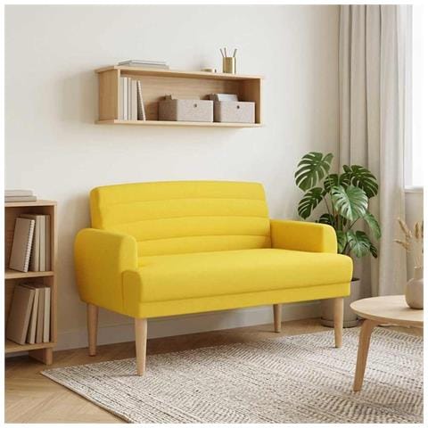 Loveseat con bottoni imbottiti Giallo Chiaro 116 x 67 x 80 cm - Foto 2