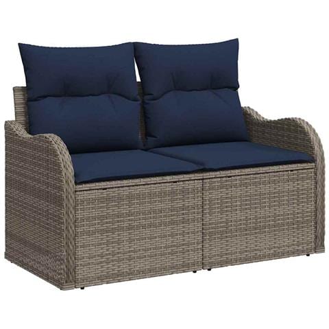 Set Divano da Giardino 8 pz Grigio e Blu Navy polyrattan - Foto 2