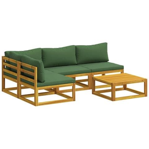 Set di divani 5 pz Naturale Legno di Acacia Massello - Foto 1