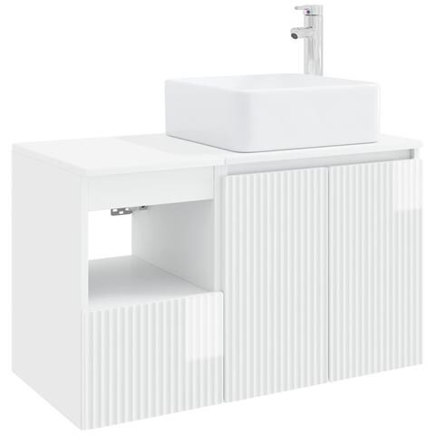 Set di mobili per il bagno 2 pz Bianco Lucido - Foto 1
