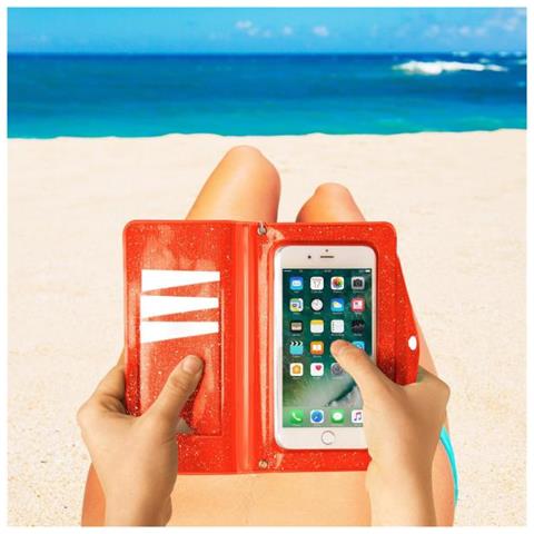 Flip Custodia Impermeabile SplashWallet per Smartphone da 6.2'' Colore Arancione - Foto 3