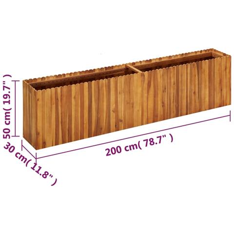 Fioriera Da Giardino 200x30x50 Cm In Legno Massello Di Acacia - Foto 6