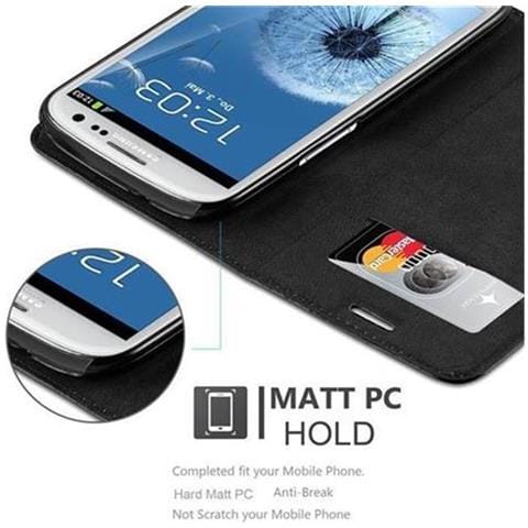 Cadorabo Custodia Compatibile Con Samsung Galaxy S3 / S3 Neo In Nero Di Notte - Coperchio Protettiva Con Chiusura Magnetica, Funzione Stand E Tasca Per Le Carte - Foto 2
