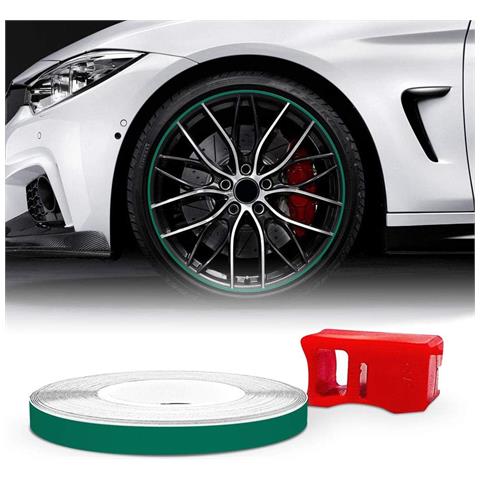 Wheel Trim Strisce Adesive Rifrangenti Con Applicatore Per Cerchi Auto, Verde, 5 Mm X 6 Mt - Foto 1