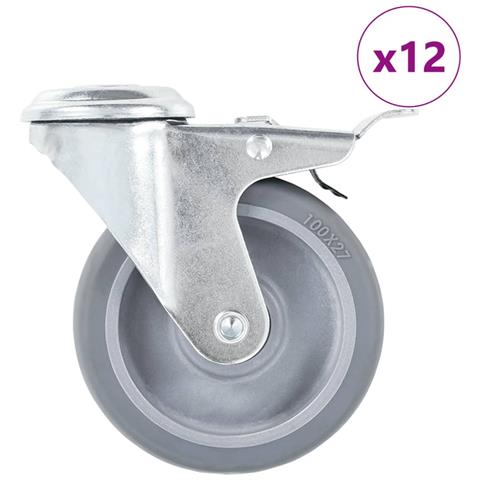 Ruote Girevoli con Foro per Bulloni 12 pz 100 mm - Foto 1