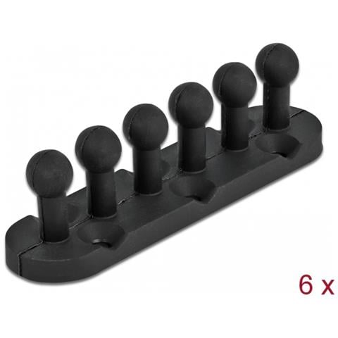 Portacavi con 5 passacavi autoadesivi / avvitabili 6 pezzi neri - Foto 1