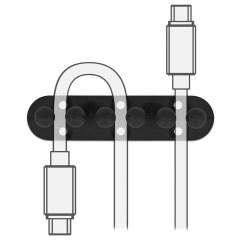 Portacavi con 5 passacavi autoadesivi / avvitabili 6 pezzi neri - Foto 2
