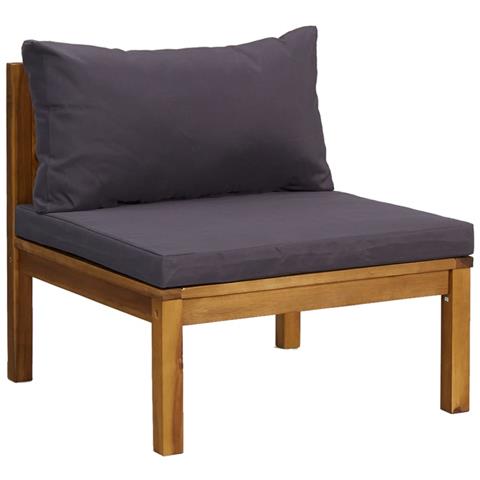 Set Divani da Giardino 2 pz con Cuscini Grigio Scuro in Acacia - Foto 2