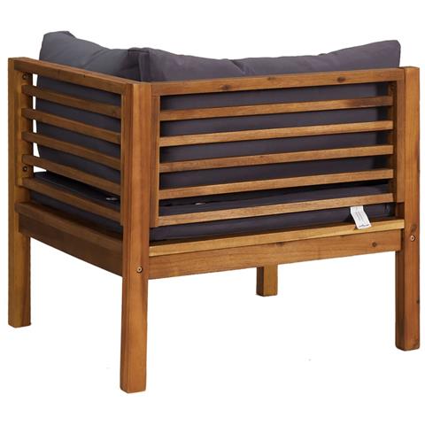 Set Divani da Giardino 2 pz con Cuscini Grigio Scuro in Acacia - Foto 9