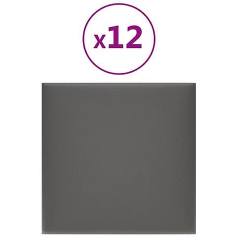 Pannelli Murali 12 Pz Grigi 30x30 Cm Similpelle 1,08 M - Foto 1
