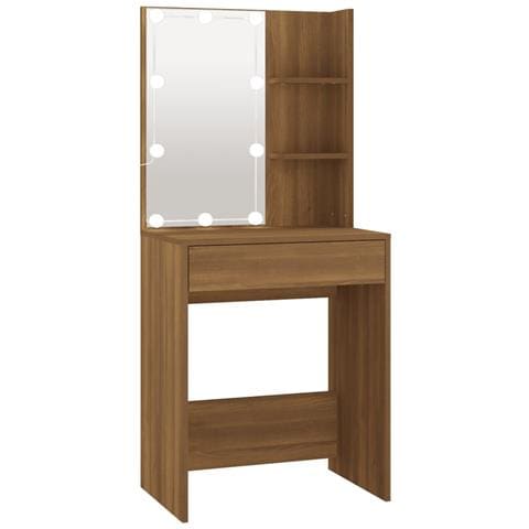 Toeletta Con Led Rovere Marrone 60x40x140 Cm - Foto 1