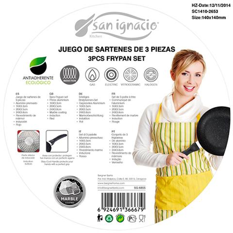 Set Di 3 Padelle """" Con Rivestimento In Marmo Ø16 Cm Ø20 Cm Ø24 Cm + Coperchio Universale Colorato, Vetro - Foto 8