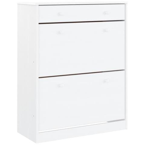 Scarpiera Alta Bianca 77x35x96 Cm In Legno Massello Di Pino - Foto 1