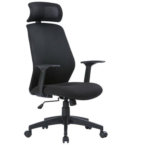 Sedia Con Ruote Idro, Poltrona Presidenziale Con Braccioli E Poggiatesta, Sedia Ergonomica Da Ufficio, 63x62h117/126 Cm, Nero - Foto 6