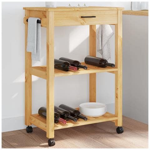 Carrello Da Cucina Monza 60x40x90 Cm In Legno Massello Di Pino - Foto 1