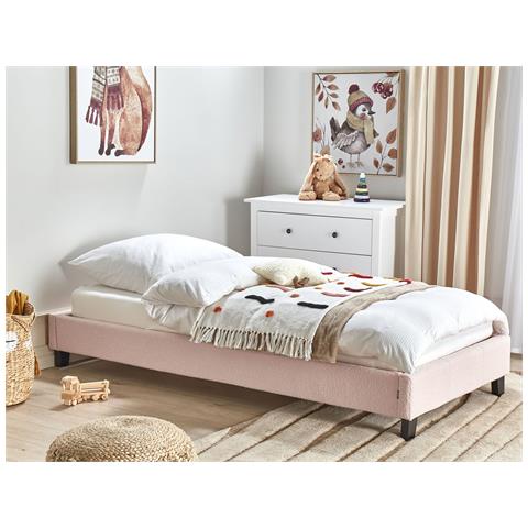 Letto Senza Testata Bouclé Roanne 90 X 200 Cm Rosa Pastello - Foto 1
