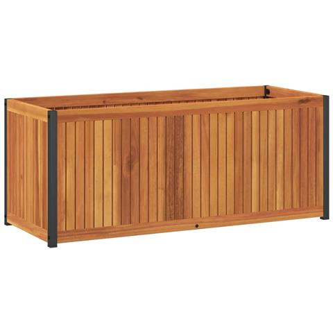 Fioriera Da Giardino 110x45x44 Cm In Legno Acacia E Acciaio - Foto 2