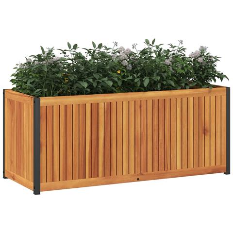 Fioriera Da Giardino 110x45x44 Cm In Legno Acacia E Acciaio - Foto 3