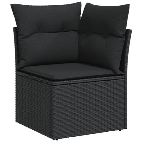 Set Divani da Giardino 4 pz con Cuscini Nero in Polyrattan - Foto 2
