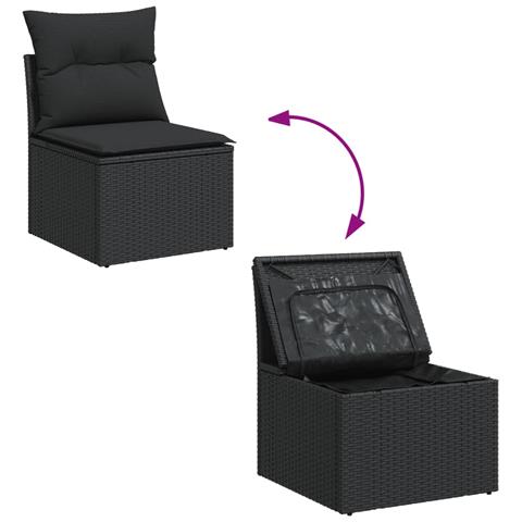 Set Divani da Giardino 4 pz con Cuscini Nero in Polyrattan - Foto 10
