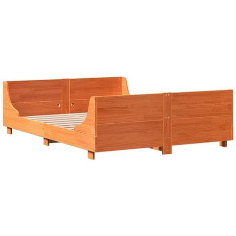 Letto Senza Materasso Marrone Cera 120x190 Cm In Legno Di Pino - Foto 3