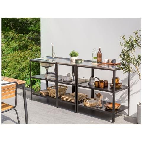 Set Cucina Da Esterno 2 Elementi Con Lavello Vilama Metallo Nero - Foto 1