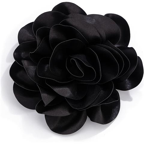 Spilla Con Fiore Grande E Vistoso In Tessuto Satinato Black - Foto 1