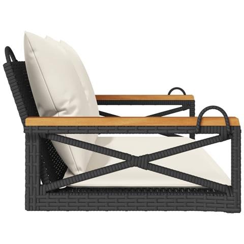 Panchina a Dondolo con Cuscini Nera 109x62x40 cm in Polyrattan - Foto 2