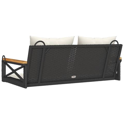 Panchina a Dondolo con Cuscini Nera 109x62x40 cm in Polyrattan - Foto 9