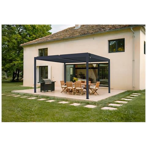 Pergola Bioclimatica Autoportante In Alluminio Grigio Piana 4x3m - Foto 1