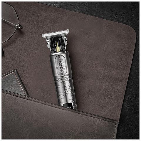 Rasoio Per Capelli E Barba Jm-711. Design Vintage Con Corpo Interamente Metallico. Pettini Da 1 A 3 Mm E Set Di Accessori. Batteria Ricaricabile. - Foto 6