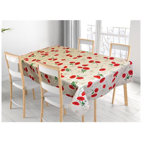 Tovaglia Per Salotto Cucina In Miros Misto Cotone Made In Italy Papaveri Rp 140x180 Papaveri - Foto 1