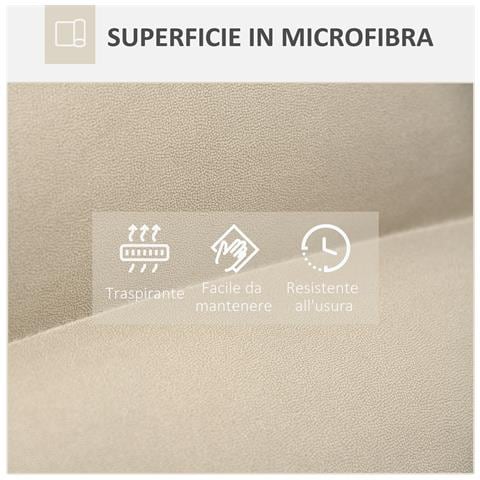 Poltrona in Tessuto Imbottita Girevole a 360° e Reclinabile a 3 Livelli 62x62x95cm, Beige - Foto 6