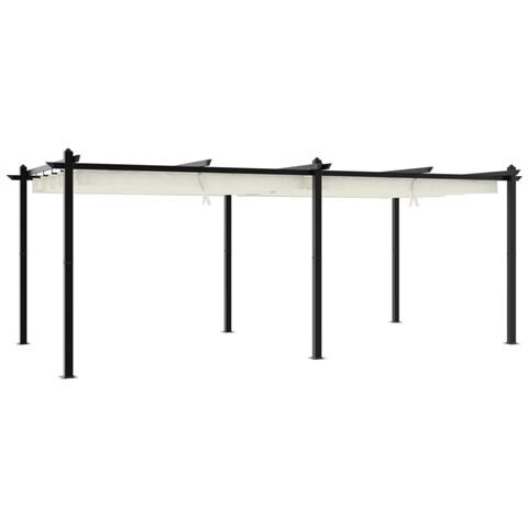 Gazebo Da Giardino Con Tetto Retrattile Crema 3x6m In Alluminio - Foto 2