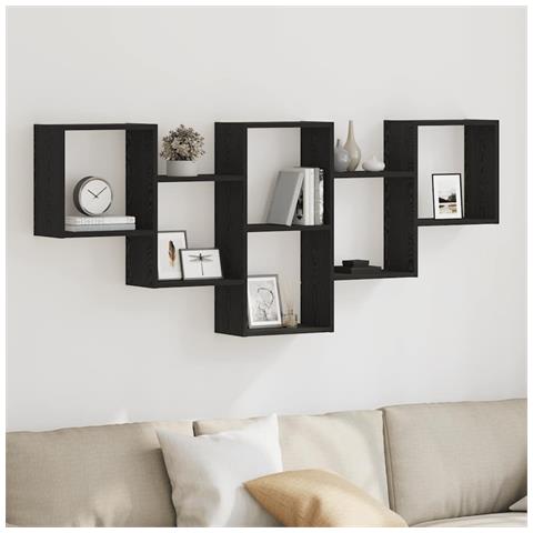 Scaffale A Parete Rovere Nero 159x18x66 Cm In Truciolato - Foto 1