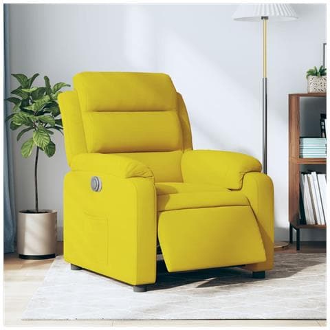 Poltrona Reclinabile Elettrica Gialla In Velluto - Foto 1