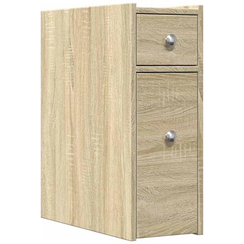 Armadietto Da Bagno Stretto Con Ruote Rovere Sonoma Truciolato - Foto 2